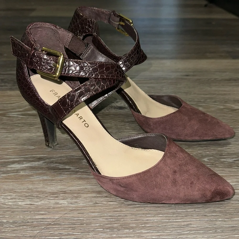 Franco Sarto Anazio Pump - Suede & Faux Leather - Burgundy - Size 7.5
